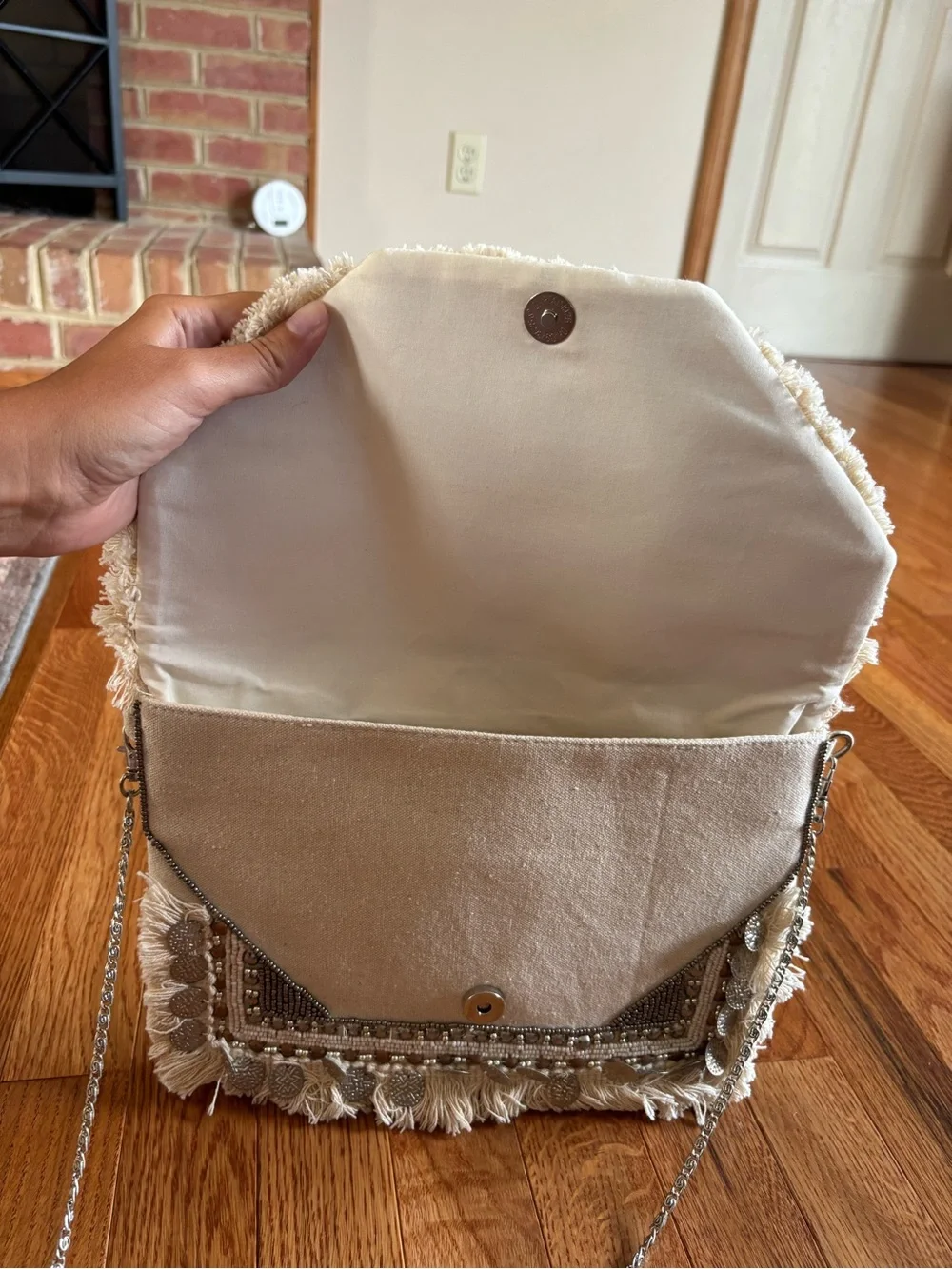 Boho Tassel Crossbody Bag in Cream